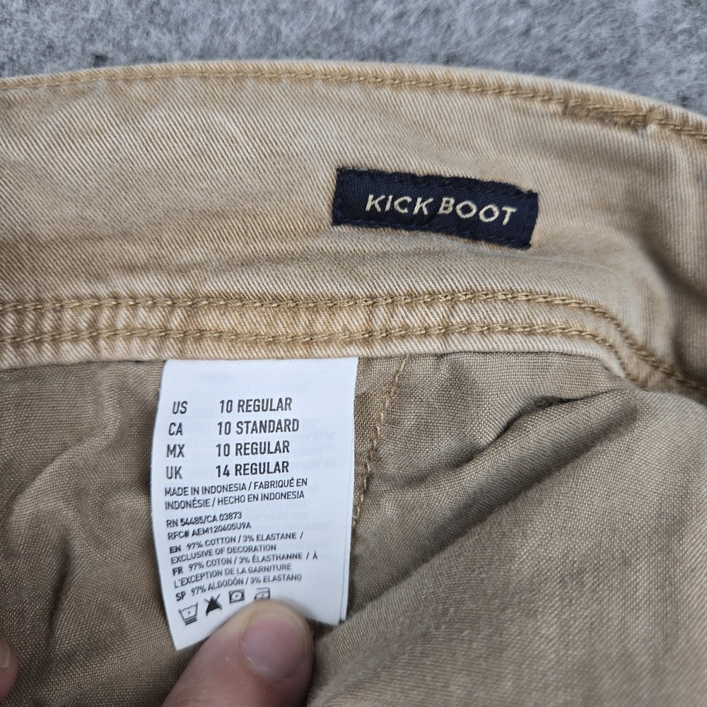 American Eagle Kick Boot Khaki Pants Tan Stretch Chino Women's Size 10 Regular - Picture 3 of 10